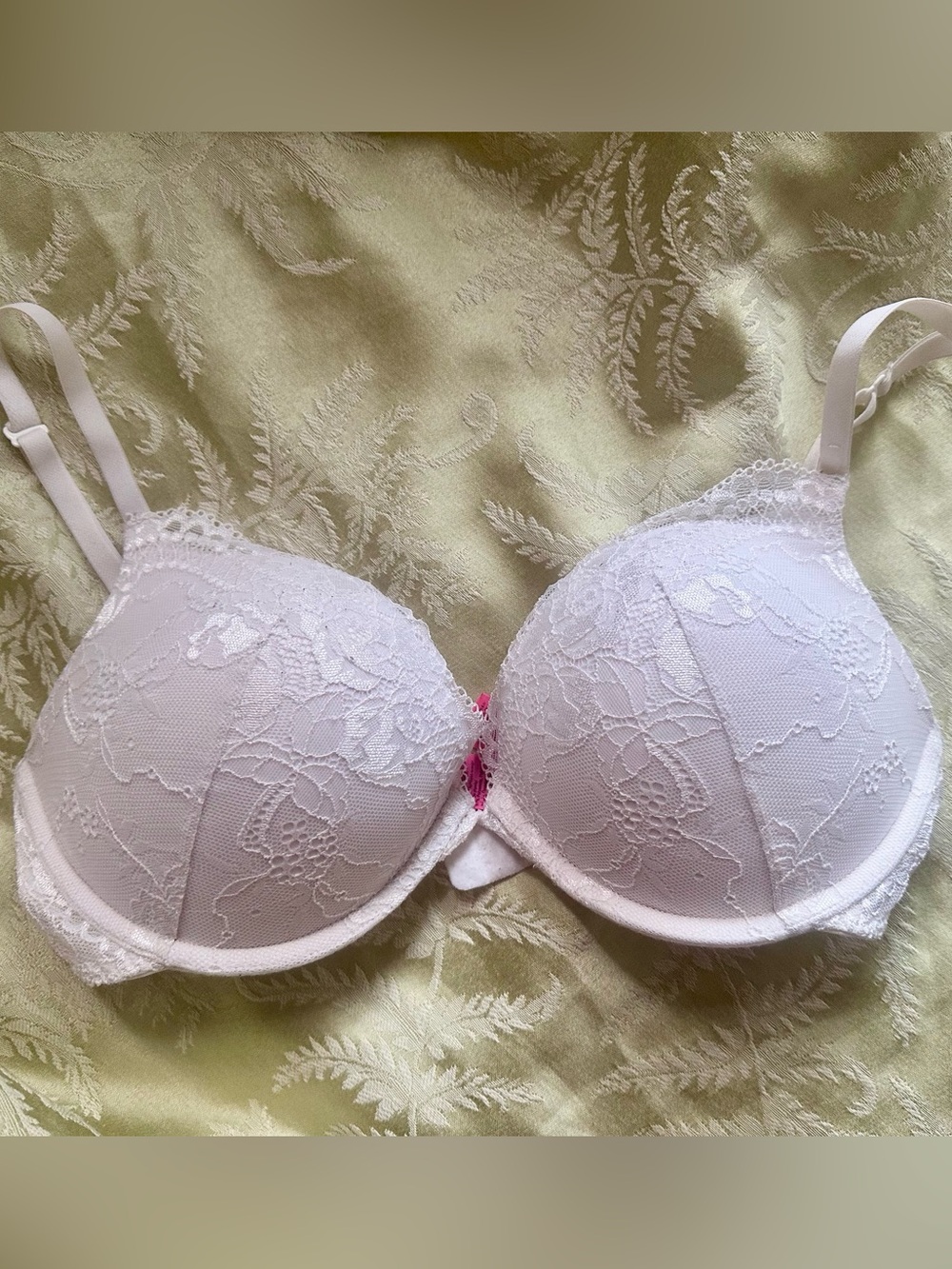 La SENZA White Lace Push-Up Bra with Pink Accent